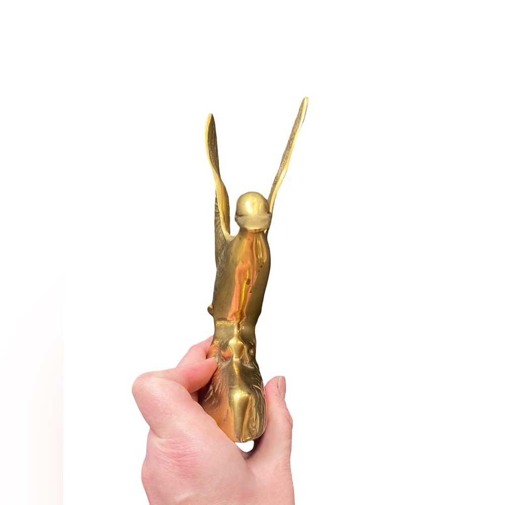 Vintage Solid Brass Flying Duck Figurine Mid Century Modern 8” - Picture 3 of 4